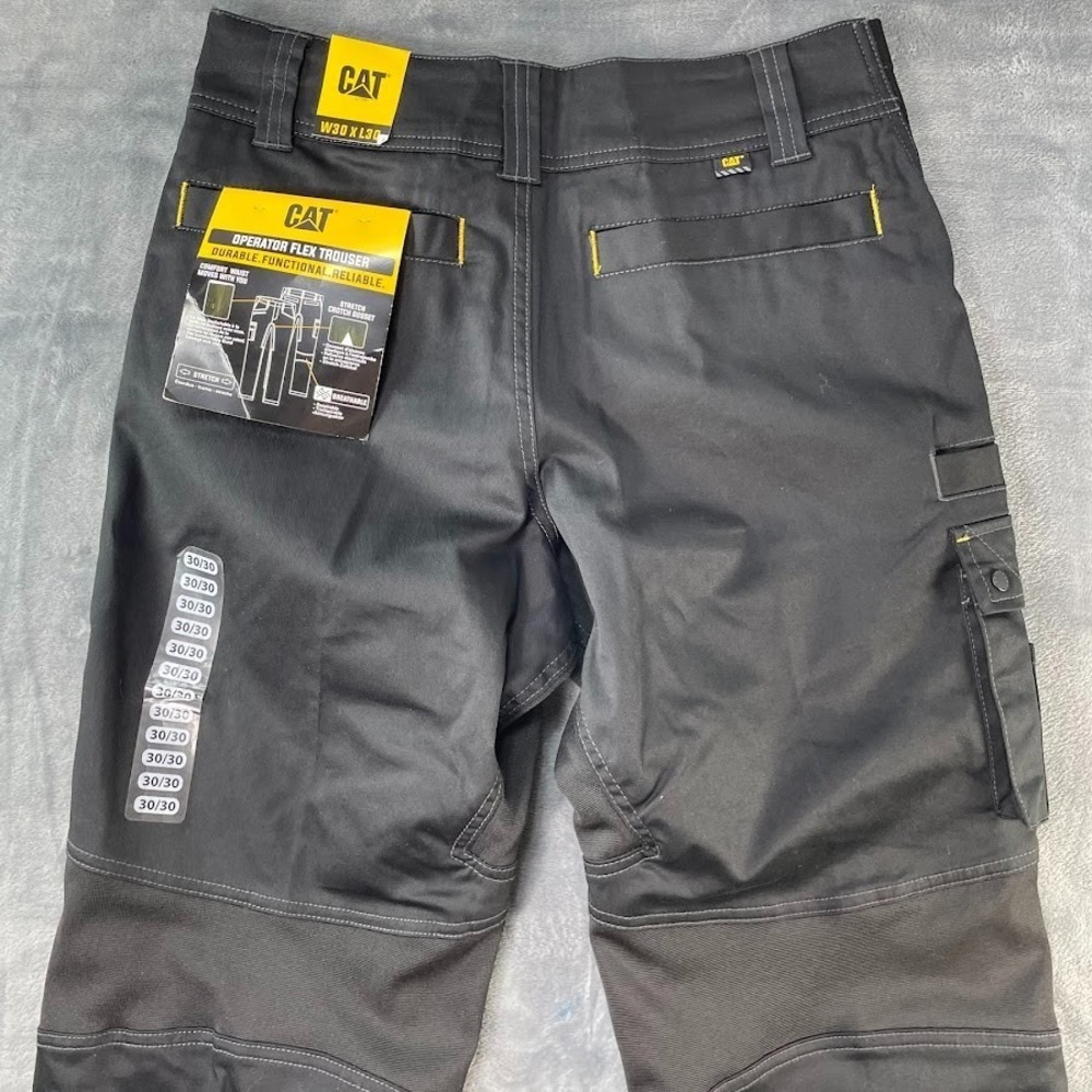 Caterpillar CAT Elite Operator Flex Trouser Pants Black Mens Size 30x30 Stretch - Picture 7 of 9